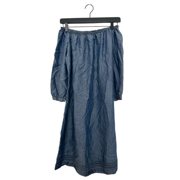 PAIGE Beatrice Off-The-Shoulder Tencel Chambray Dress *Missing Belt* - Picture 2 of 2